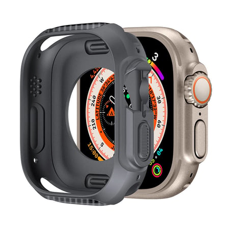 Watch Ultra 49mm Silikon TPU Kasa Koruyucu NRTK Watch Gard 31 - Siyah