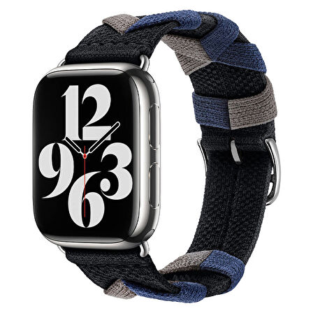 Watch 42mm Uyumlu CLO- KRD-97 Sarmal Örgü Tasarımlı Kordon-Siyah