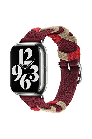 Apple Watch 44mm Uyumlu - Krd-97 Sarmal Örgü Tasarımlı Kordon-lacivert