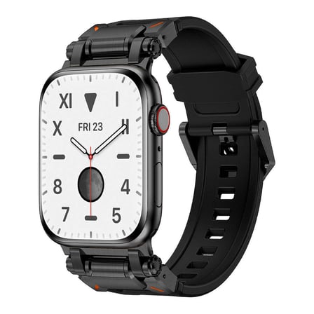 Watch 44mm CLO- KRD-101 Titanyum Metal Başlıklı Silikon Kordon-Siyah