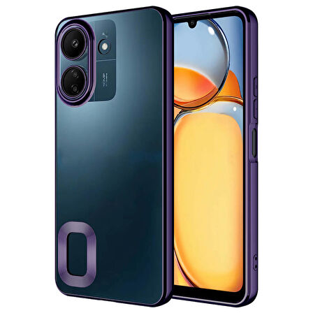 Poco C65 Kılıf Kamera Korumalı Logo Gösteren Zore Omega Kapak-Derin Mor