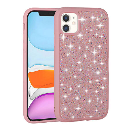 iPhone 11 Uyumlu Parlak Taşlı Tasarım Pırlanta Zore Kapak-Pembe