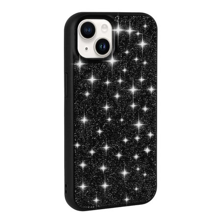 iPhone 14 Uyumlu Parlak Taşlı Tasarım Pırlanta NRTK Kılıf-Siyah