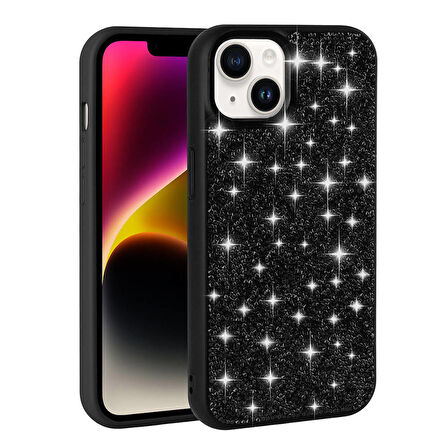 iPhone 14 Uyumlu Parlak Taşlı Tasarım Pırlanta Zore Kapak-Gri
