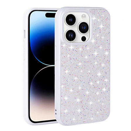 iPhone 14 Pro Max Uyumlu Parlak Taşlı Tasarım Pırlanta Zore Kılıf-Gri