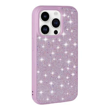 iPhone 14 Pro Max Uyumlu Parlak Taşlı Tasarım Pırlanta NRTK Kılıf-Lila