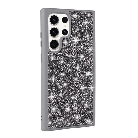 Galaxy S23 Ultra Uyumlu Parlak Taşlı Tasarım Pırlanta Zore Kılıf-Gri