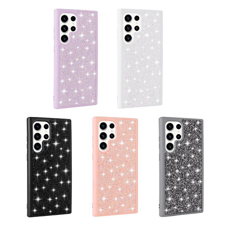 Galaxy S23 Ultra Uyumlu Parlak Taşlı Tasarım Pırlanta Zore Kapak-Lila