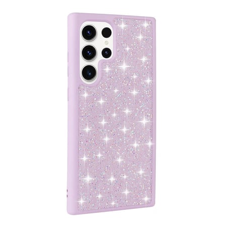 Galaxy S23 Ultra Uyumlu Parlak Taşlı Tasarım Pırlanta NRTK Kılıf-Lila