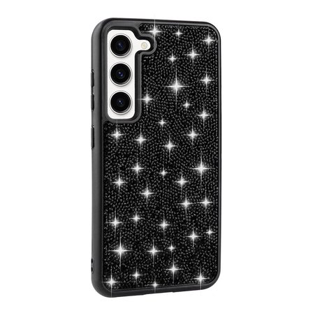 Galaxy S23 Uyumlu Parlak Taşlı Tasarım Pırlanta NRTK Kılıf-Siyah