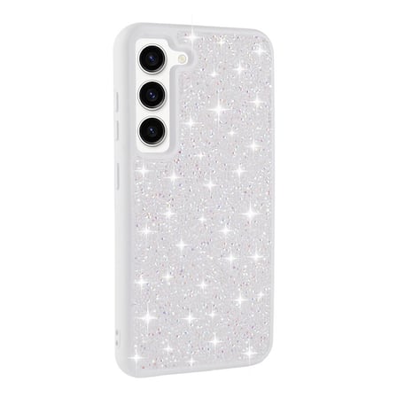 Galaxy S23 Uyumlu Parlak Taşlı Tasarım Pırlanta Zore Kılıf-Beyaz