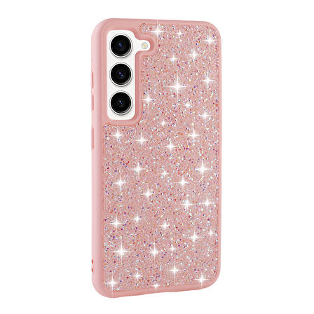 Galaxy S23 Kılıf Parlak Taşlı Tasarım Zore Pırlanta Kapak-Pembe