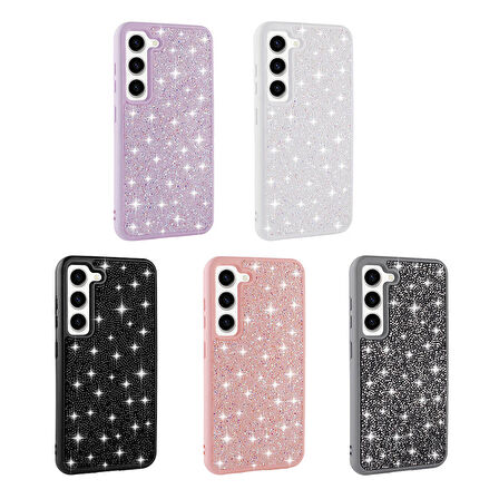 Galaxy S23 Kılıf Parlak Taşlı Tasarım Zore Pırlanta Kapak-Pembe