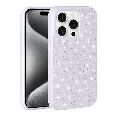 iPhone 15 Pro Kılıf Simli Pırlanta Taşlı Kamera Yükseltili Silikon Novatech
