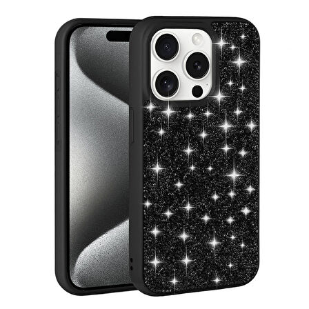 iPhone 15 Pro Uyumlu Parlak Taşlı Tasarım Pırlanta Zore Kılıf-Lila