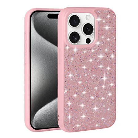 iPhone 15 Pro Max Uyumlu Parlak Taşlı Tasarım Pırlanta Zore Kılıf-Gri