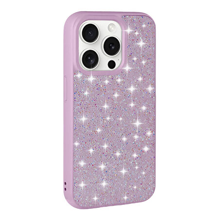 iPhone 15 Pro Max Uyumlu Parlak Taşlı Tasarım Pırlanta Zore Kılıf-Lila
