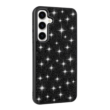 Galaxy S24 Uyumlu Parlak Taşlı Tasarım Pırlanta Zore Kapak-Siyah
