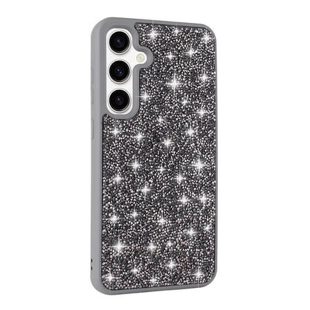 Galaxy S24 Uyumlu Parlak Taşlı Tasarım Pırlanta NRTK Kılıf-Gri