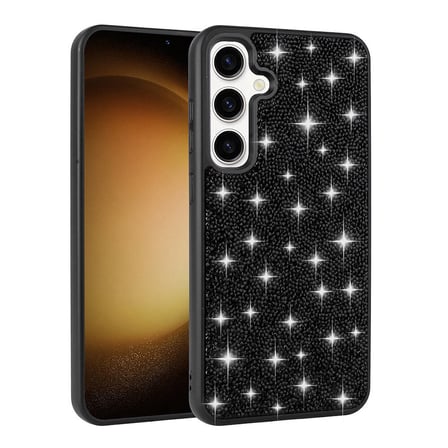 Galaxy S24 Uyumlu Parlak Taşlı Tasarım Pırlanta NRTK Kılıf-Gri