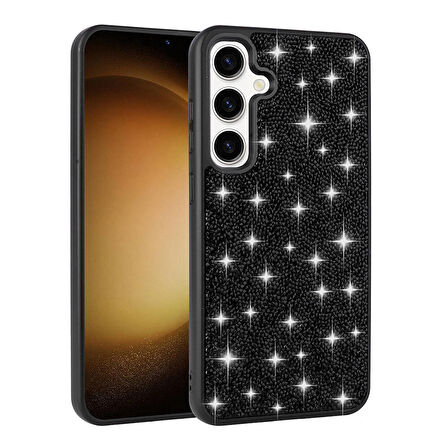 Galaxy S24 Plus Uyumlu Parlak Taşlı Tasarım Pırlanta Ensueno Kapak-Lila