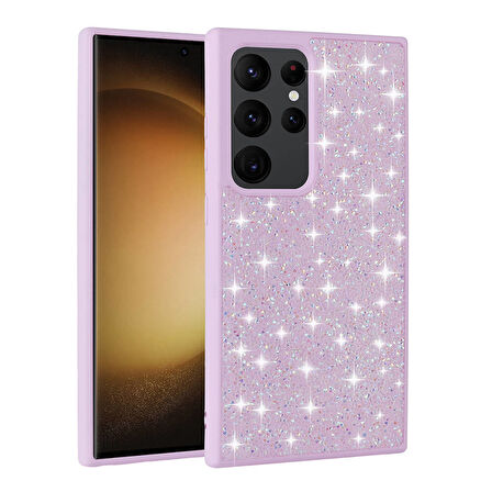 Galaxy S24 Ultra Uyumlu Parlak Taşlı Tasarım Pırlanta Zore Kılıf-Pembe