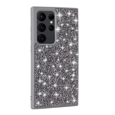 Galaxy S24 Ultra Uyumlu Parlak Taşlı Tasarım Pırlanta Zore Kılıf-Gri