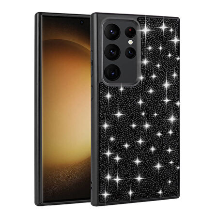 Galaxy S24 Ultra Uyumlu Parlak Taşlı Tasarım Pırlanta Zore Kılıf-Lila