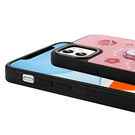 Apple iPhone 11 Kılıf Parlayan Kabartmalı İkonik Figürlü Zore Amas Silikon Kapak-Beyaz
