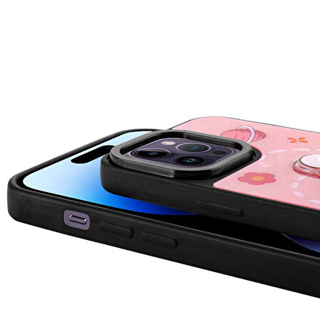Apple iPhone 14 Pro Kılıf Parlayan Kabartmalı İkonik Figürlü Zore Amas Silikon Kapak-Siyah