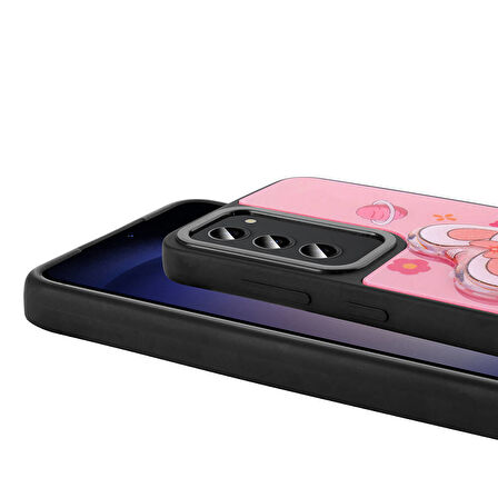 Galaxy S23 Kılıf Parlayan Kabartmalı İkonik Figürlü Zore Amas Silikon Kapak-Mor