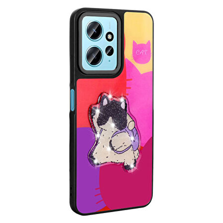 Xiaomi Redmi Note 12 4G Kılıf Parlayan Kabartmalı İkonik Figürlü Zore Amas Silikon Kapak-Mor