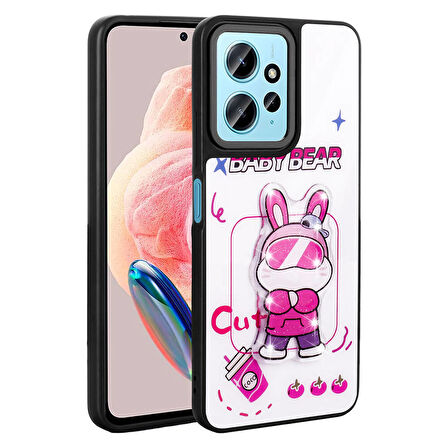 Xiaomi Redmi Note 12 4G Kılıf Parlayan Kabartmalı İkonik Figürlü Zore Amas Silikon Kapak-Beyaz