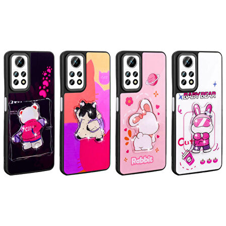 Xiaomi Redmi Note 12 Pro 4G Kılıf Parlayan Kabartmalı İkonik Figürlü Zore Amas Silikon Kapak-Pembe