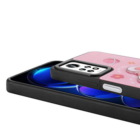 Xiaomi Redmi Note 12 Pro 4G Kılıf Parlayan Kabartmalı İkonik Figürlü Zore Amas Silikon Kapak-Pembe