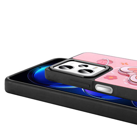 Xiaomi Redmi Note 12 Pro 5G Kılıf Parlayan Kabartmalı İkonik Figürlü Zore Amas Silikon Kapak-Pembe