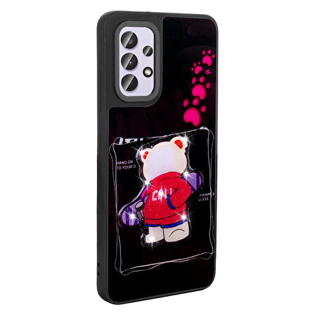 Galaxy A32 4G Kılıf Parlayan Kabartmalı İkonik Figürlü Zore Amas Silikon Kapak-Pembe