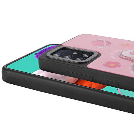 Galaxy A51 Kılıf Parlayan Kabartmalı İkonik Figürlü Zore Amas Silikon Kapak-Pembe