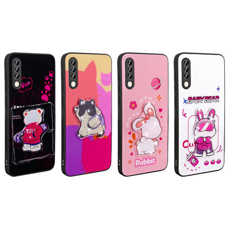 Galaxy A50 Kılıf Parlayan Kabartmalı İkonik Figürlü Zore Amas Silikon Kapak-Beyaz