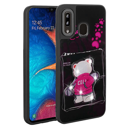 Galaxy A30 Kılıf Parlayan Kabartmalı İkonik Figürlü Zore Amas Silikon Kapak-Siyah
