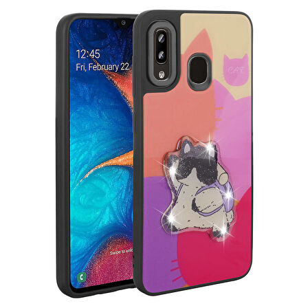 Galaxy A30 Kılıf Parlayan Kabartmalı İkonik Figürlü Zore Amas Silikon Kapak-Siyah