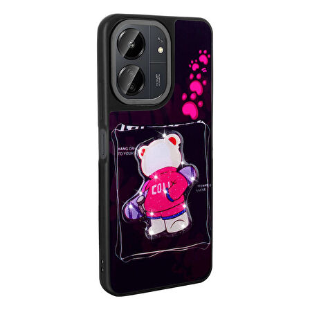 Xiaomi Poco C65 Kılıf Parlayan Kabartmalı İkonik Figürlü Zore Amas Silikon Kapak-Beyaz