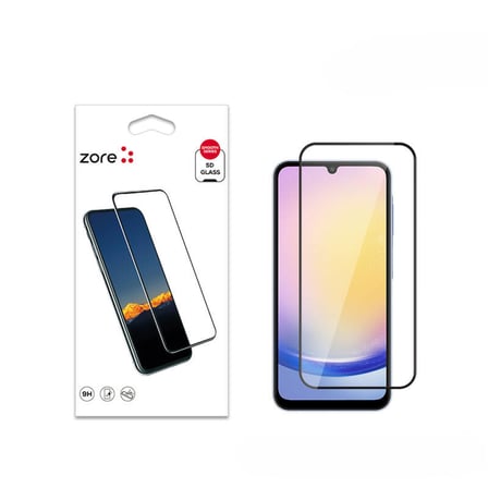Lexroo Galaxy A25 Kenarları Kırılmaya Dayanıklı Cam Ekran Koruyucu - Siyah