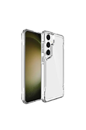 Samsung Galaxy S24 Plus Kılıf Eğimli Kamera Dizayn Sert Şeffaf Silikon