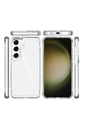 Samsung Galaxy S24 Plus Kılıf Eğimli Kamera Dizayn Sert Şeffaf Silikon