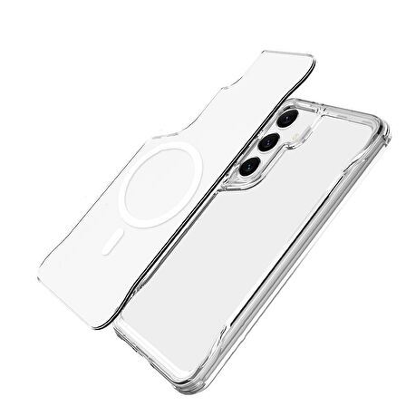Galaxy S24 Plus Kılıf Zore Magsafe Şarj Özellikli T-Max Magsafe Kapak-Renksiz