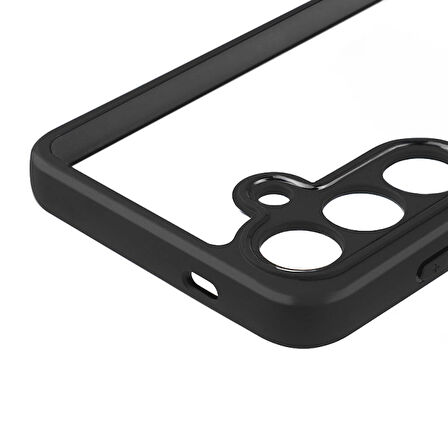 Galaxy S24 Uyumlu Kamera Korumalı Şeffaf Arka Yüzey Zore New Roll Kılıf-Siyah