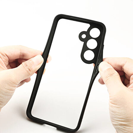 Galaxy S24 Uyumlu Kamera Korumalı Şeffaf Arka Yüzey Zore New Roll Kılıf-Siyah