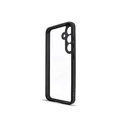 Galaxy S24 Plus Uyumlu Kamera Korumalı Şeffaf Arka Yüzey Zore New Roll Kılıf-Siyah