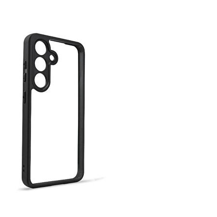 Galaxy S24 Plus Uyumlu Kamera Korumalı Şeffaf Arka Yüzey Zore New Roll Kılıf-Siyah